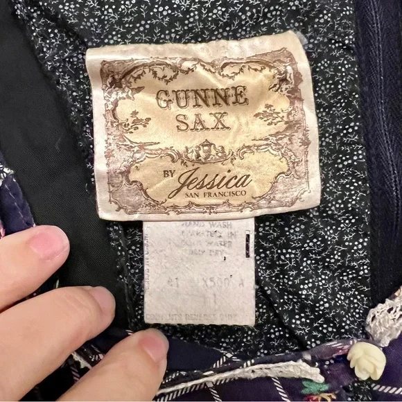 VTG 70s Gunne Sax Prairie Dress Dark Floral Print W/ Lace & Square Bodice XS - Picture 10 of 16